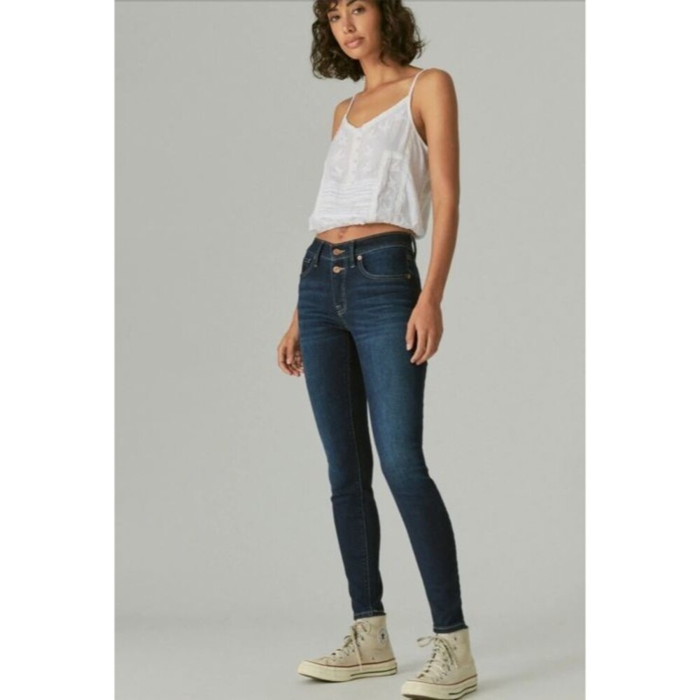 Lucky Brand Ava Mid Rise Super Skinny Jeans Womens 6/28 Dark Wash Stretch Denim - Picture 3 of 10